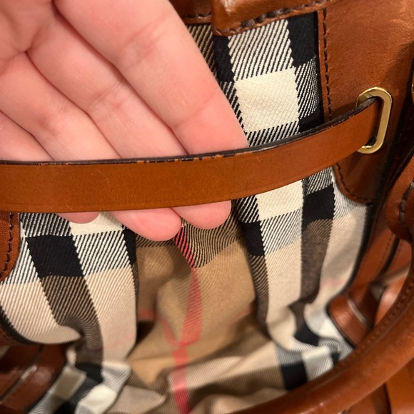 Burberry Bridle Whipstitch Convertible Tote House Check Canvas Medium - Picture 13 of 13